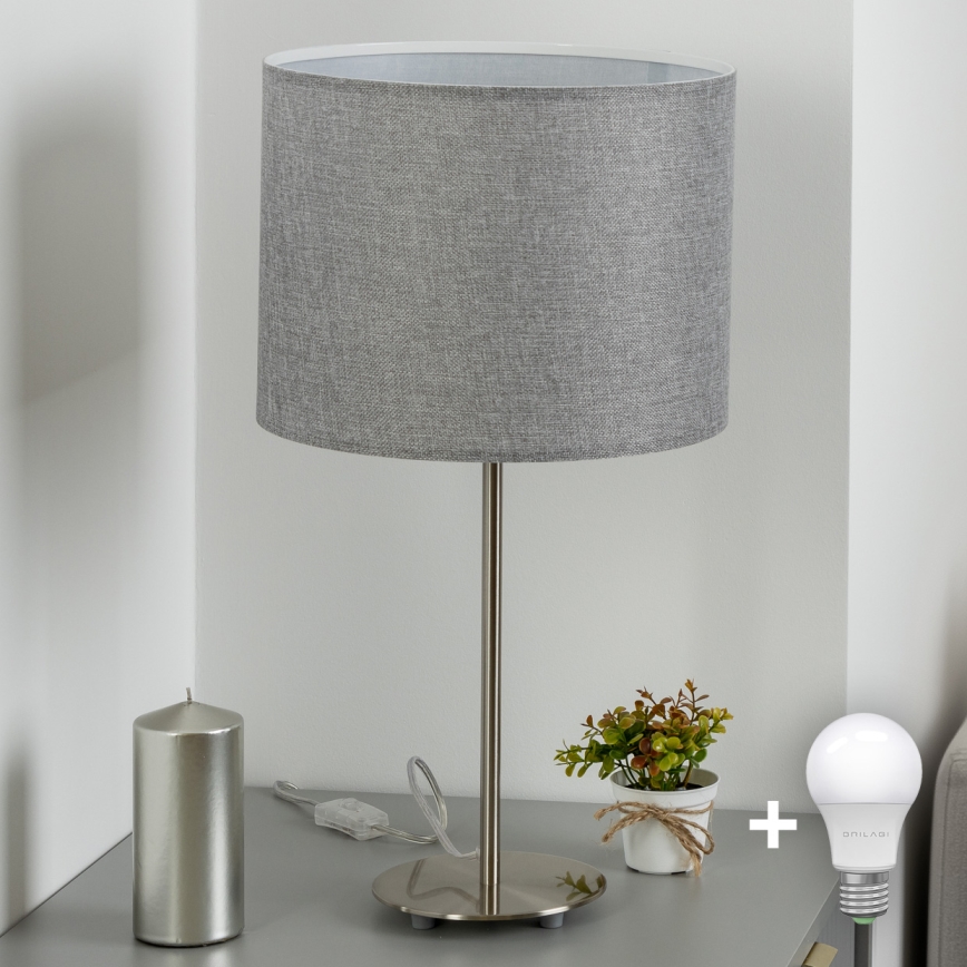 Eglo - LED  Pöytävalaisin TUNJA 1xE27/60W/230V 38,5 cm mattakromi/harmaa