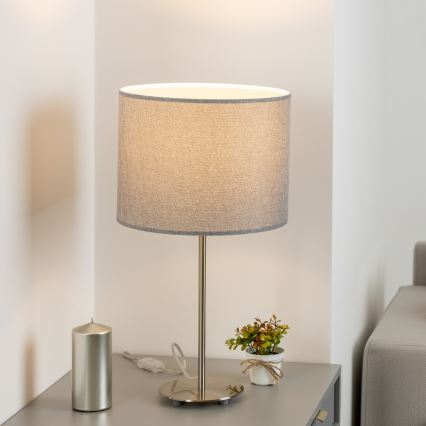 Eglo - LED  Pöytävalaisin TUNJA 1xE27/60W/230V 38,5 cm mattakromi/harmaa