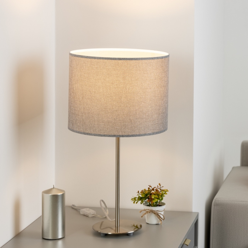 Eglo - LED  Pöytävalaisin TUNJA 1xE27/60W/230V 38,5 cm mattakromi/harmaa