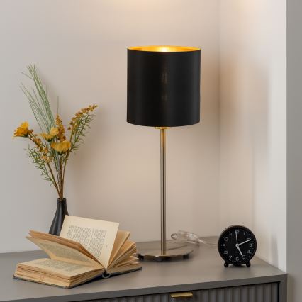 Eglo - LED-pöytävalaisin TUNJA 1xE27/60W/230V 38,5 cm mattakromi/musta