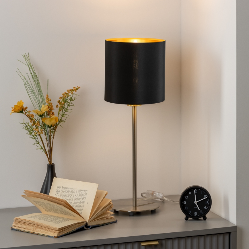 Eglo - LED-pöytävalaisin TUNJA 1xE27/60W/230V 38,5 cm mattakromi/musta
