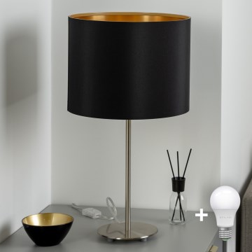 Eglo - LED  Pöytävalaisin TUNJA 1xE27/60W/230V 38,5 cm mattakromi/musta