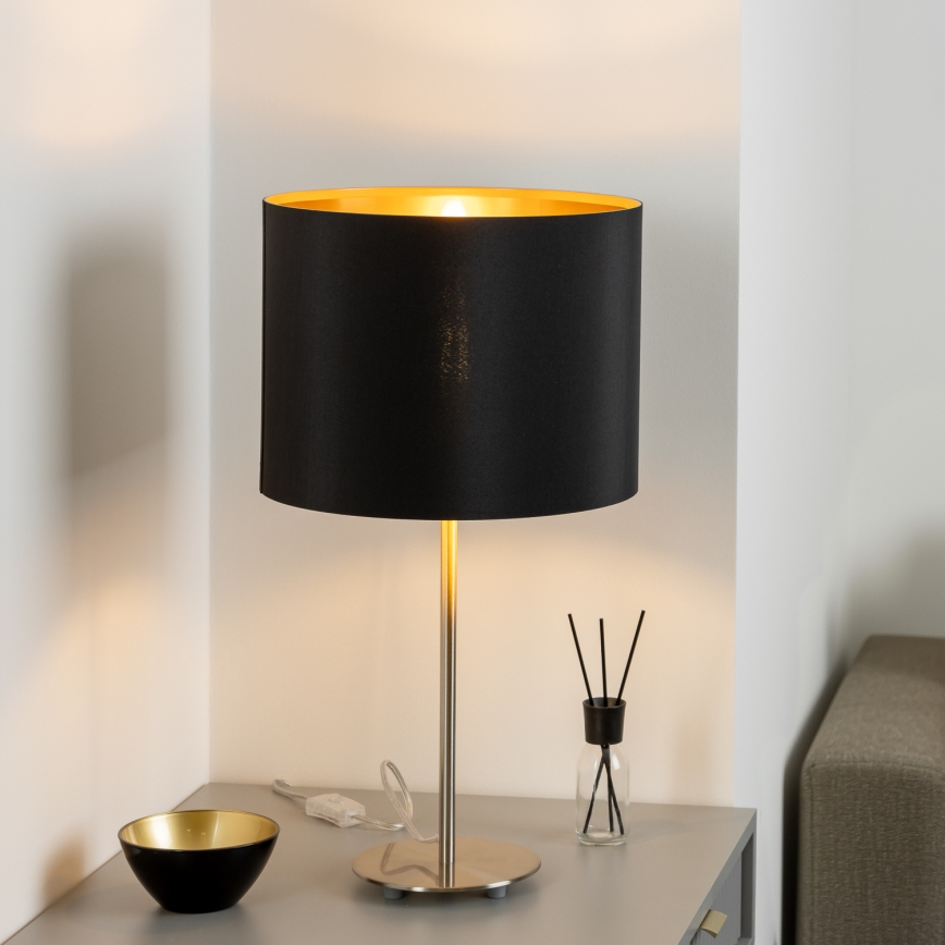 Eglo - LED  Pöytävalaisin TUNJA 1xE27/60W/230V 38,5 cm mattakromi/musta