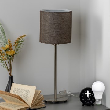 Eglo - LED  Pöytävalaisin TUNJA 1xE27/60W/230V 38,5 cm mattakromi/ruskea