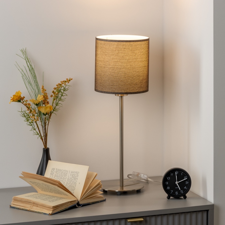 Eglo - LED  Pöytävalaisin TUNJA 1xE27/60W/230V 38,5 cm mattakromi/ruskea