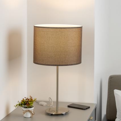 Eglo - LED  Pöytävalaisin TUNJA 1xE27/60W/230V 38,5 cm mattakromi/ruskea