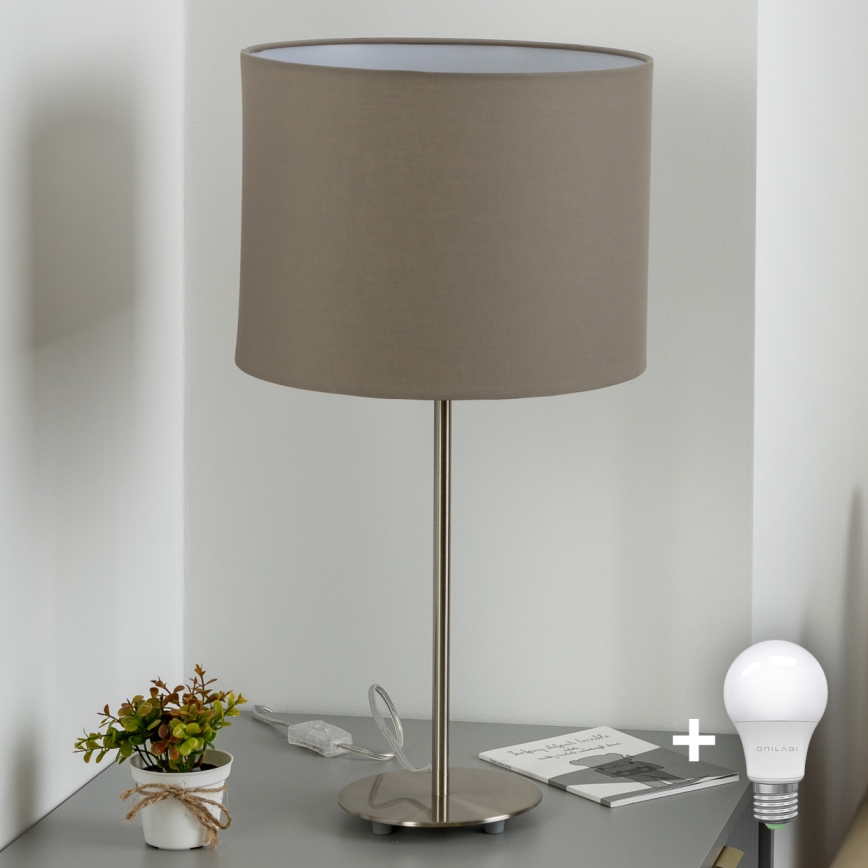 Eglo - LED  Pöytävalaisin TUNJA 1xE27/60W/230V 38,5 cm mattakromi/taupe
