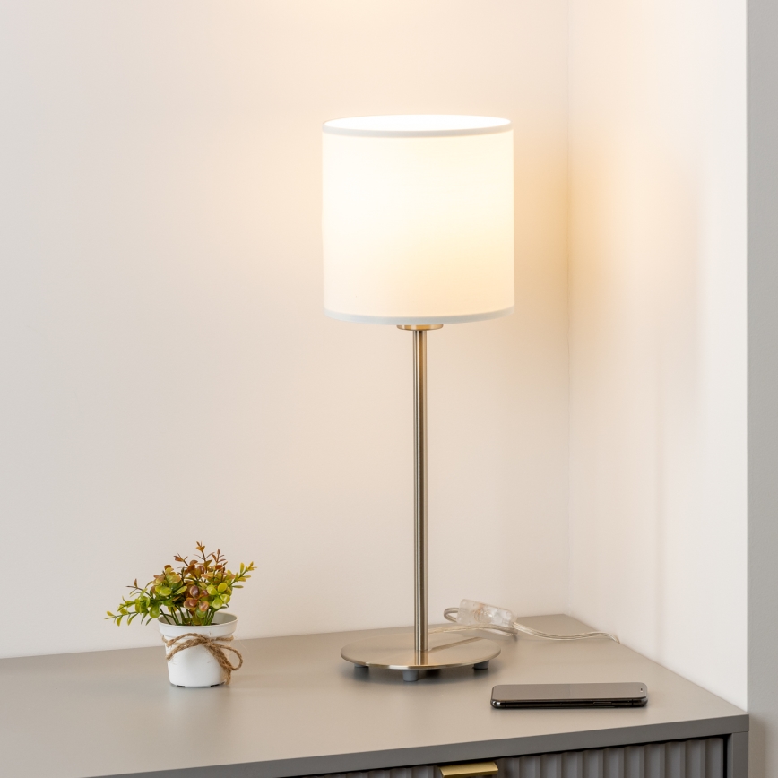 Eglo - LED  Pöytävalaisin TUNJA 1xE27/60W/230V 38,5 cm mattakromi/valkoinen