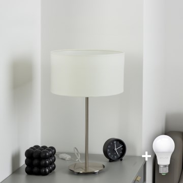 Eglo - LED  Pöytävalaisin TUNJA 1xE27/60W/230V 38,5 cm mattakromi/valkoinen