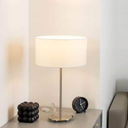 Eglo - LED  Pöytävalaisin TUNJA 1xE27/60W/230V 38,5 cm mattakromi/valkoinen