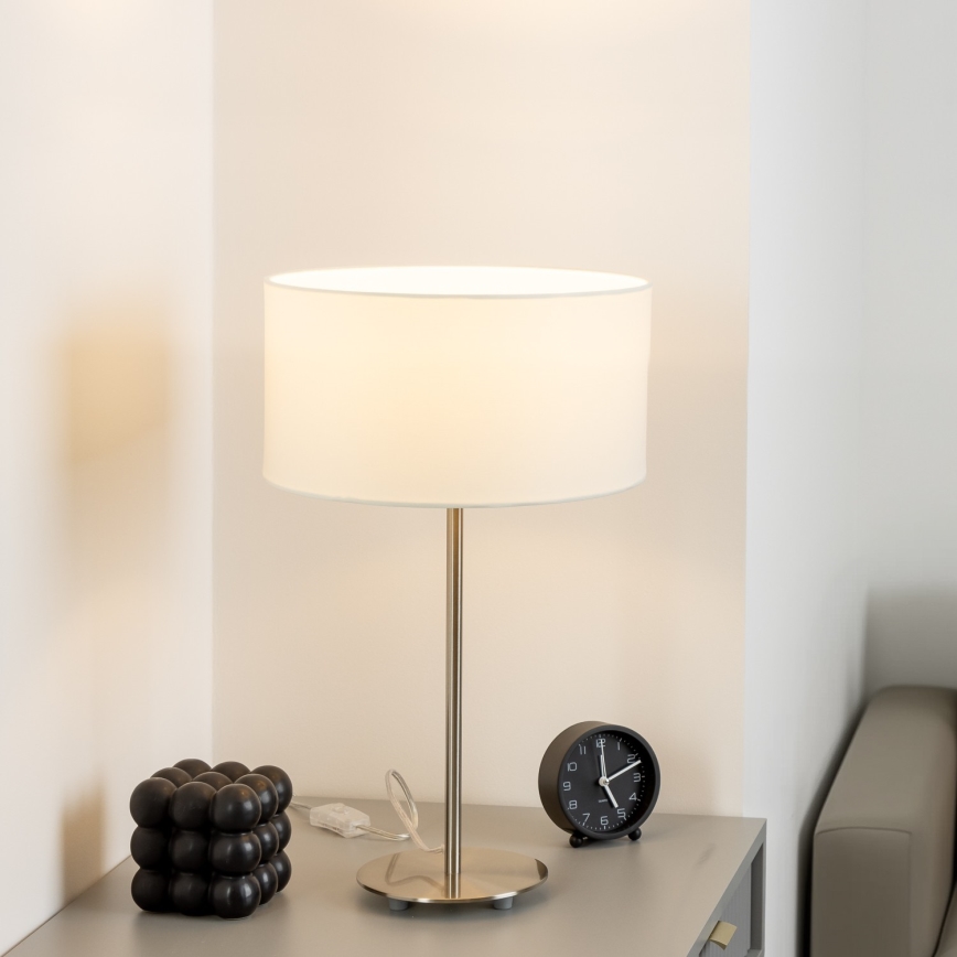 Eglo - LED  Pöytävalaisin TUNJA 1xE27/60W/230V 38,5 cm mattakromi/valkoinen