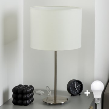 Eglo - LED  Pöytävalaisin TUNJA 1xE27/60W/230V 38,5 cm mattakromi/valkoinen