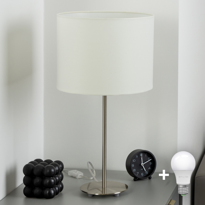 Eglo - LED  Pöytävalaisin TUNJA 1xE27/60W/230V 38,5 cm mattakromi/valkoinen