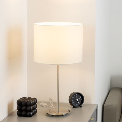 Eglo - LED  Pöytävalaisin TUNJA 1xE27/60W/230V 38,5 cm mattakromi/valkoinen