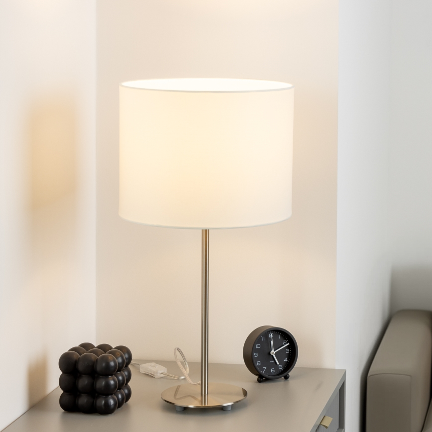 Eglo - LED  Pöytävalaisin TUNJA 1xE27/60W/230V 38,5 cm mattakromi/valkoinen