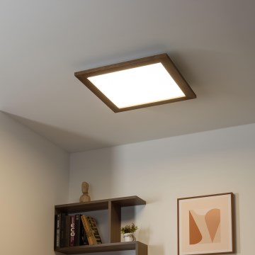 Eglo - LED RGB Himmennetty kiinteä paneeli SALOBRENA-C WOOD LED/24W/230V 2700-6500K 49,5x49,5 cm tummanruskea + kauko-ohjaus
