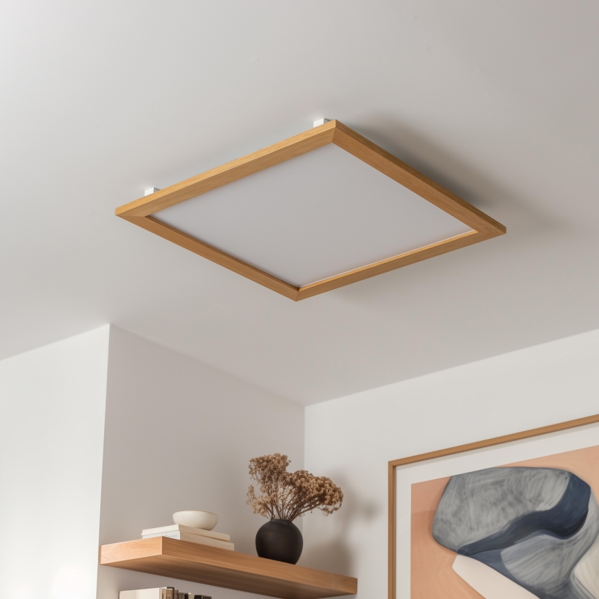 Eglo - LED RGB Himmennetty kiinteä paneeli SALOBRENA-C WOOD LED/30,5W/230V 2700-6500K 64x64 cm ruskea + kauko-ohjaus