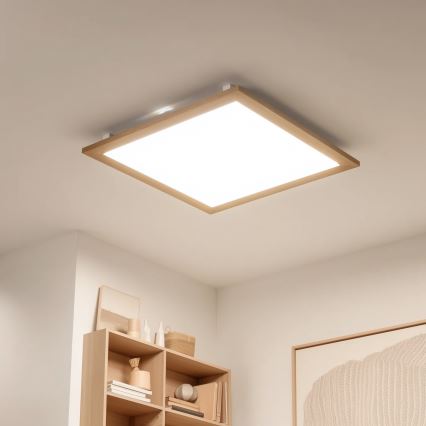 Eglo - LED RGB Himmennetty kiinteä paneeli SALOBRENA-C WOOD LED/30,5W/230V 2700-6500K 64x64 cm ruskea + kauko-ohjaus