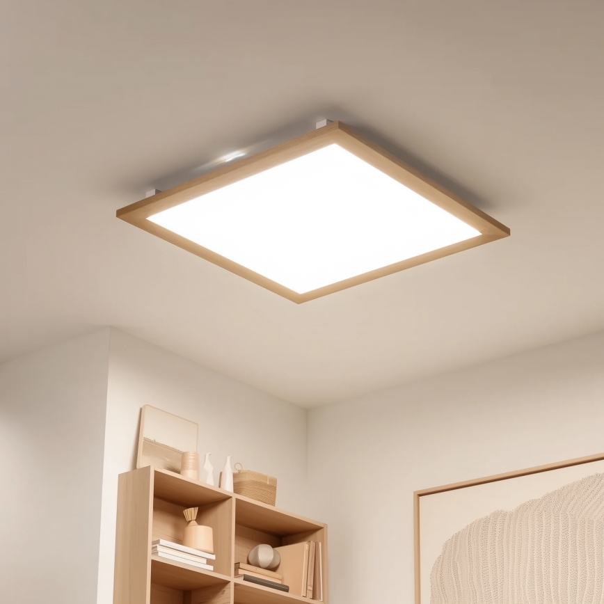 Eglo - LED RGB Himmennetty kiinteä paneeli SALOBRENA-C WOOD LED/30,5W/230V 2700-6500K 64x64 cm ruskea + kauko-ohjaus