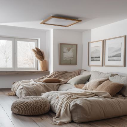 Eglo - LED RGB Himmennetty kiinteä paneeli SALOBRENA-C WOOD LED/30,5W/230V 2700-6500K 64x64 cm ruskea + kauko-ohjaus
