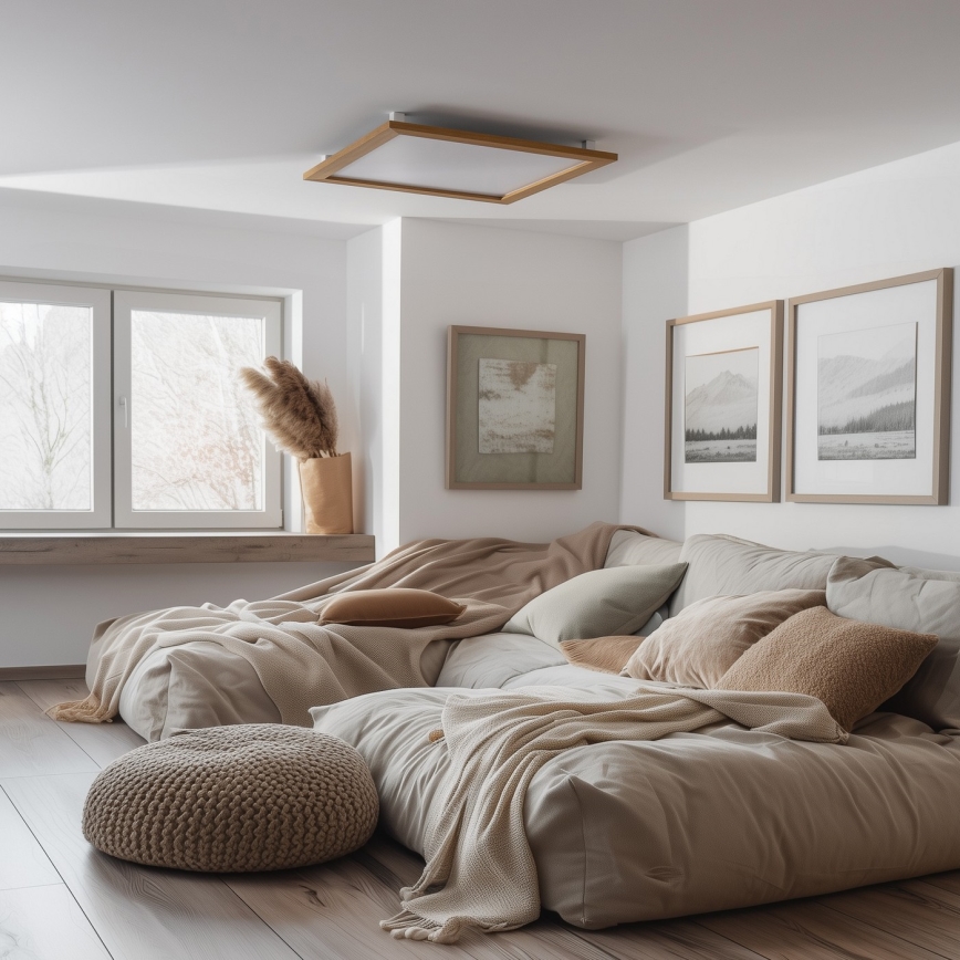 Eglo - LED RGB Himmennetty kiinteä paneeli SALOBRENA-C WOOD LED/30,5W/230V 2700-6500K 64x64 cm ruskea + kauko-ohjaus