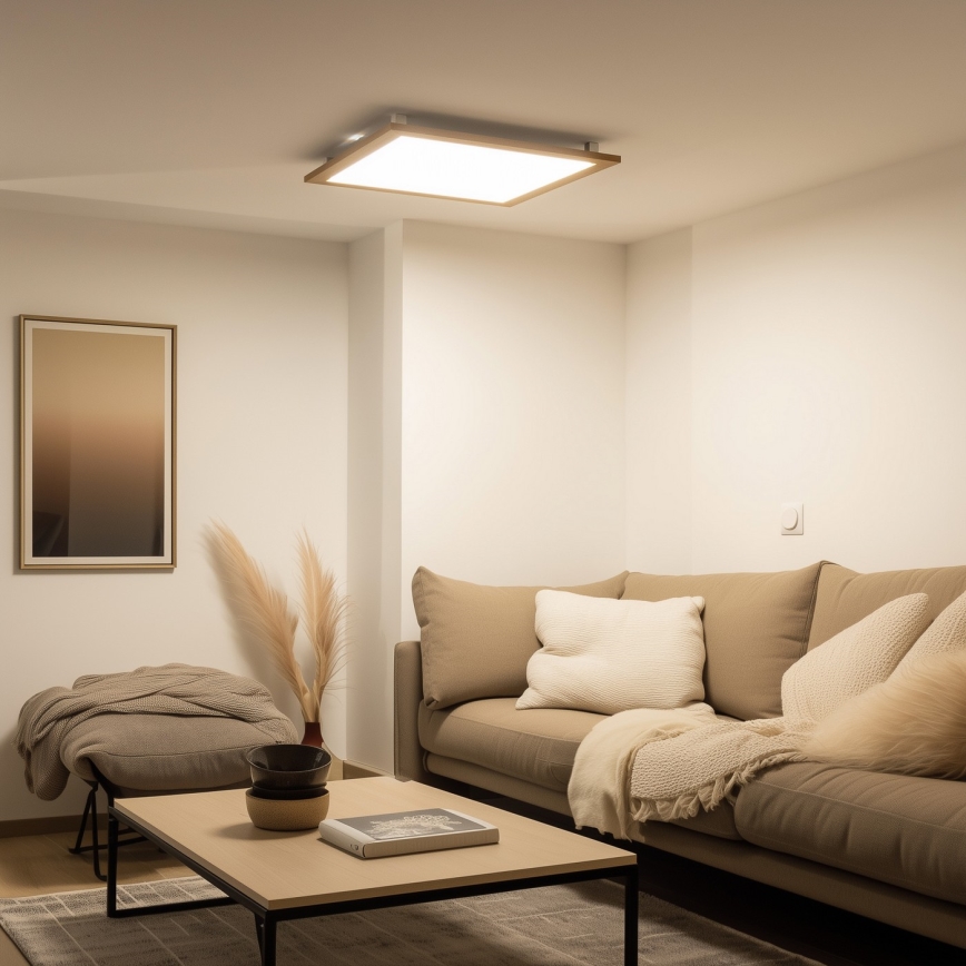 Eglo - LED RGB Himmennetty kiinteä paneeli SALOBRENA-C WOOD LED/30,5W/230V 2700-6500K 64x64 cm ruskea + kauko-ohjaus
