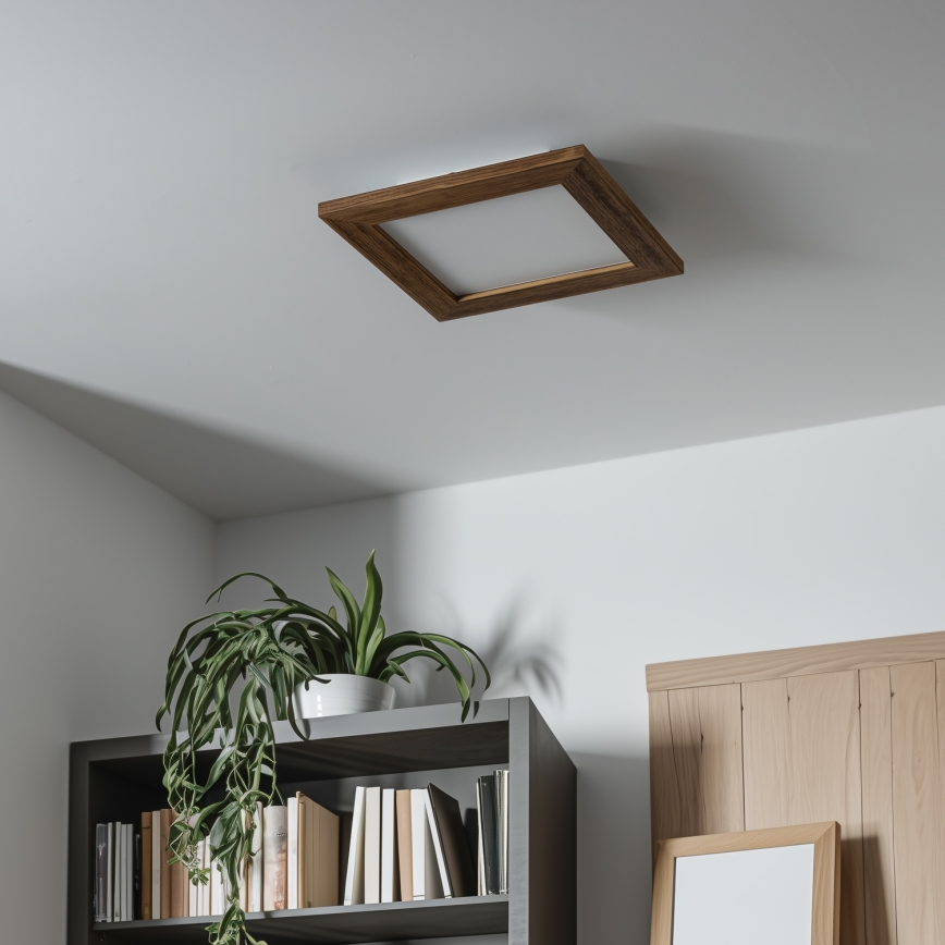 Eglo - LED RGBW Himmennetty kiinteä paneeli SALOBRENA-C WOOD LED/16W/230V 2700-6500K 34x34 cm ruskea + kauko-ohjaus