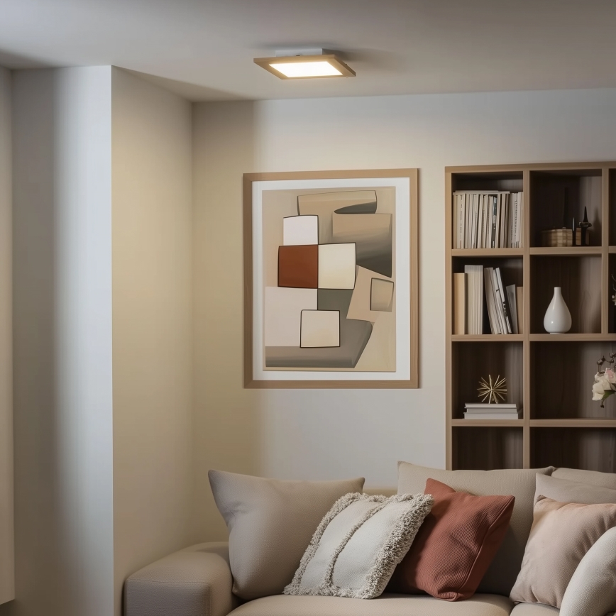 Eglo - LED RGBW Himmennetty kiinteä paneeli SALOBRENA-C WOOD LED/16W/230V 2700-6500K 34x34 cm ruskea + kauko-ohjaus