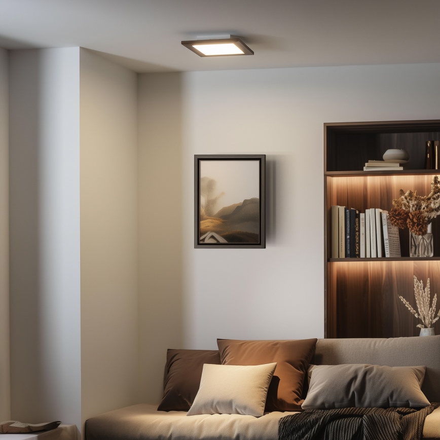 Eglo - LED RGBW Himmennetty kiinteä paneeli SALOBRENA-C WOOD LED/16W/230V 2700-6500K 34x34 cm tummanruskea + kauko-ohjaus