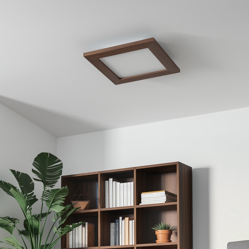 Eglo - LED RGBW Himmennetty kiinteä paneeli SALOBRENA-C WOOD LED/16W/230V 2700-6500K 34x34 cm tummanruskea + kauko-ohjaus