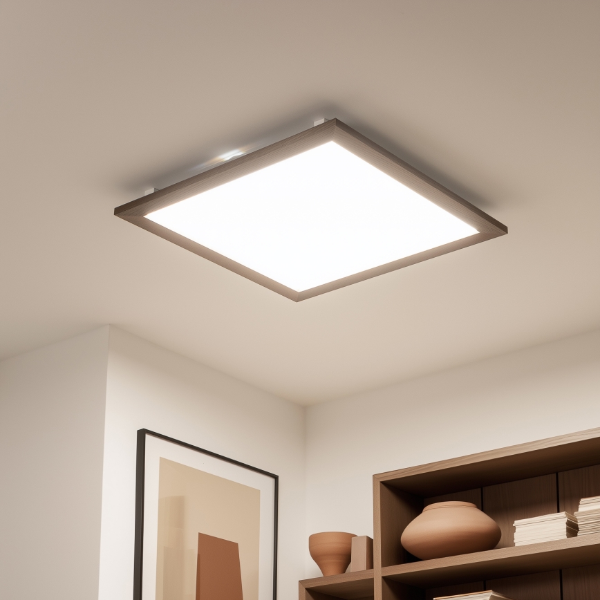 Eglo - LED RGBW Himmennetty kiinteä paneeli SALOBRENA-C WOOD LED/34W/230V 2700-6500K 64x64 cm tummanruskea + kauko-ohjaus