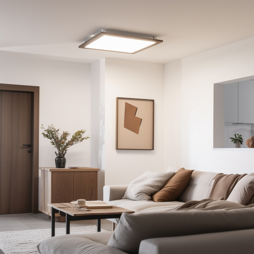 Eglo - LED RGBW Himmennetty kiinteä paneeli SALOBRENA-C WOOD LED/34W/230V 2700-6500K 64x64 cm tummanruskea + kauko-ohjaus