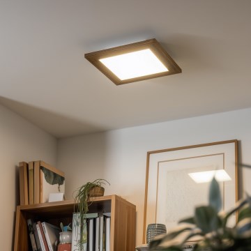 Eglo - LED RGBW Himmennetty kiinteä paneeli SALOBRENA-C WOOD LED/16W/230V 2700-6500K 34x34 cm ruskea + kauko-ohjaus
