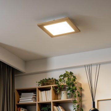 Eglo - LED RGBW Himmennetty kiinteä paneeli SALOBRENA-C WOOD LED/16W/230V 2700-6500K 34x34 cm ruskea + kauko-ohjaus