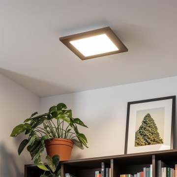 Eglo - LED RGBW Himmennetty kiinteä paneeli SALOBRENA-C WOOD LED/16W/230V 2700-6500K 34x34 cm tummanruskea + kauko-ohjaus