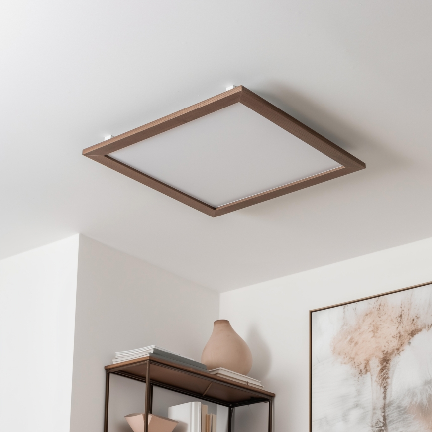 Eglo - LED RGBW Himmennetty kiinteä paneeli SALOBRENA-C WOOD LED/30,5W/230V 2700-6500K 64x64 cm tummanruskea + kauko-ohjaus