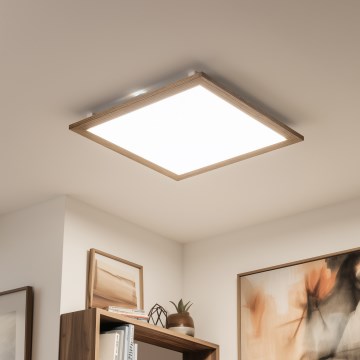 Eglo - LED RGBW Himmennetty kiinteä paneeli SALOBRENA-C WOOD LED/34W/230V 2700-6500K 64x64 cm ruskea + kauko-ohjaus