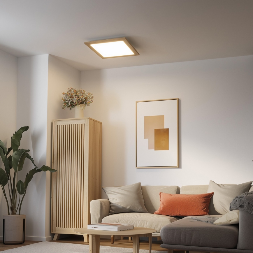 Eglo - LED RGBW Himmennetty kiinteä paneeli SALOBRENA-C WOOD LED/21W/230V 2700-6500K 49,5x49,5 cm ruskea + kauko-ohjaus