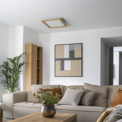 Eglo - LED RGBW Himmennetty kiinteä paneeli SALOBRENA-C WOOD LED/21W/230V 2700-6500K 49,5x49,5 cm ruskea + kauko-ohjaus