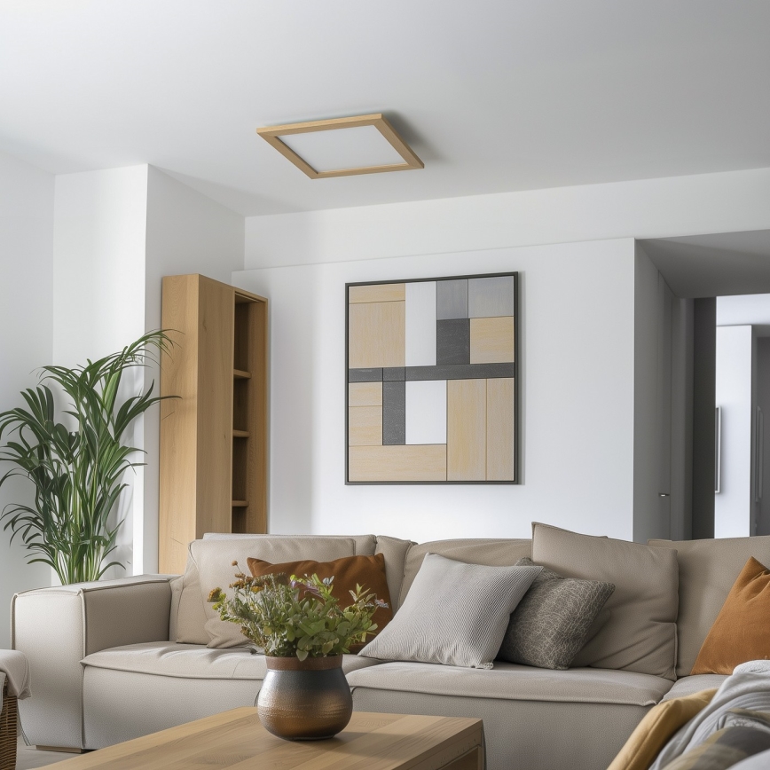 Eglo - LED RGBW Himmennetty kiinteä paneeli SALOBRENA-C WOOD LED/21W/230V 2700-6500K 49,5x49,5 cm ruskea + kauko-ohjaus