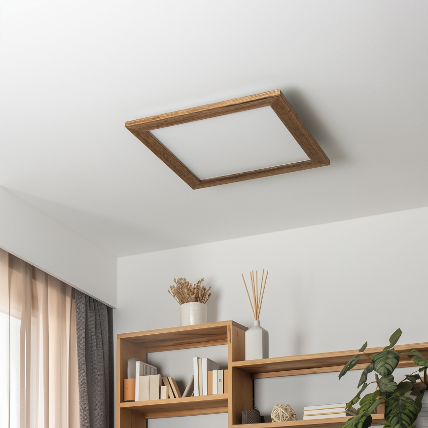 Eglo - LED RGBW Himmennetty kiinteä paneeli SALOBRENA-C WOOD LED/21W/230V 2700-6500K 49,5x49,5 cm ruskea + kauko-ohjaus