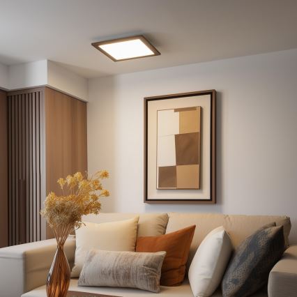 Eglo - LED RGBW Himmennetty kiinteä paneeli SALOBRENA-C WOOD LED/21W/230V 2700-6500K 49,5x49,5 cm ruskea + kauko-ohjaus
