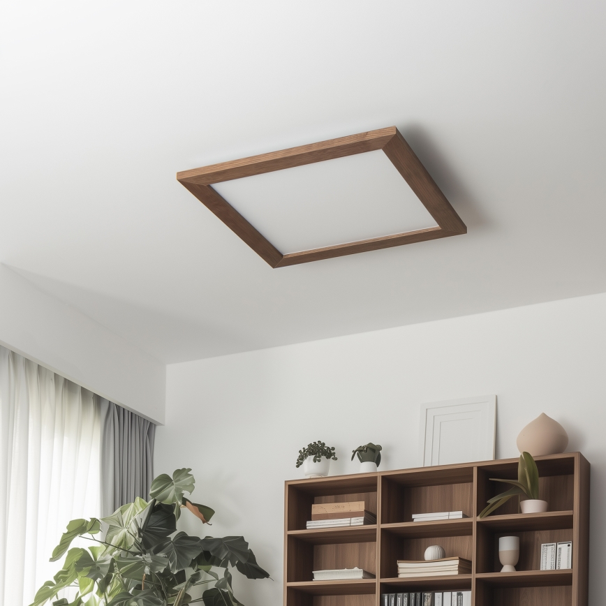 Eglo - LED RGBW Himmennetty kiinteä paneeli SALOBRENA-C WOOD LED/21W/230V 2700-6500K 49,5x49,5 cm tummanruskea + kauko-ohjaus