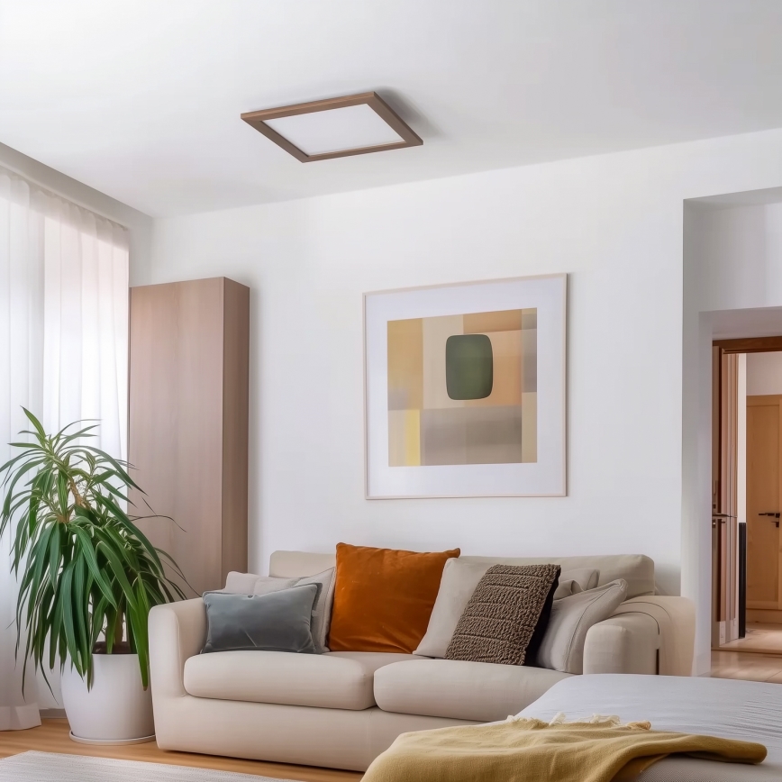 Eglo - LED RGBW Himmennetty kiinteä paneeli SALOBRENA-C WOOD LED/21W/230V 2700-6500K 49,5x49,5 cm tummanruskea + kauko-ohjaus