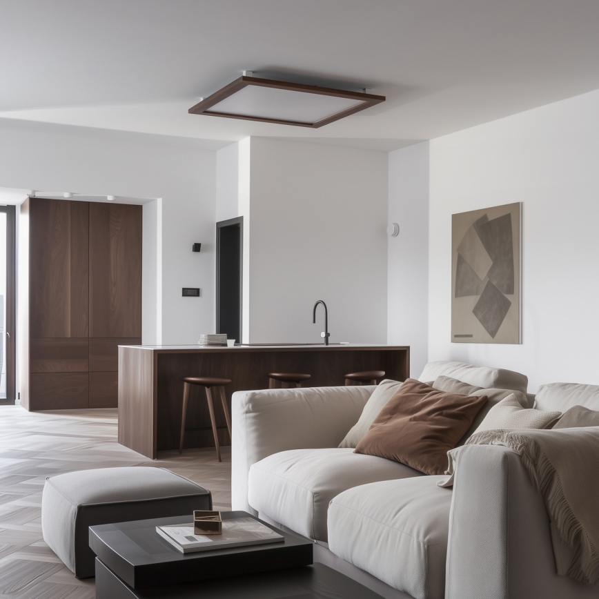Eglo - LED RGBW Himmennetty kiinteä paneeli SALOBRENA-C WOOD LED/30,5W/230V 2700-6500K 64x64 cm tummanruskea + kauko-ohjaus