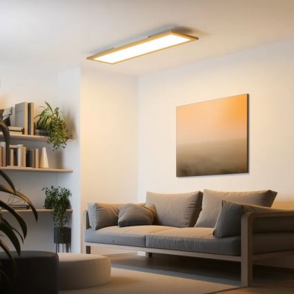 Eglo - LED RGBW Himmennyspaneeli SALOBRENA-C WOOD LED/31W/230V 2700-6500K 34x124 cm ruskea + kauko-ohjaus