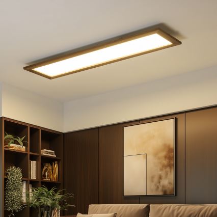 Eglo - LED RGBW Himmennyspaneeli SALOBRENA-C WOOD LED/31W/230V 2700-6500K 34x124 cm tummanruskea + kauko-ohjaus