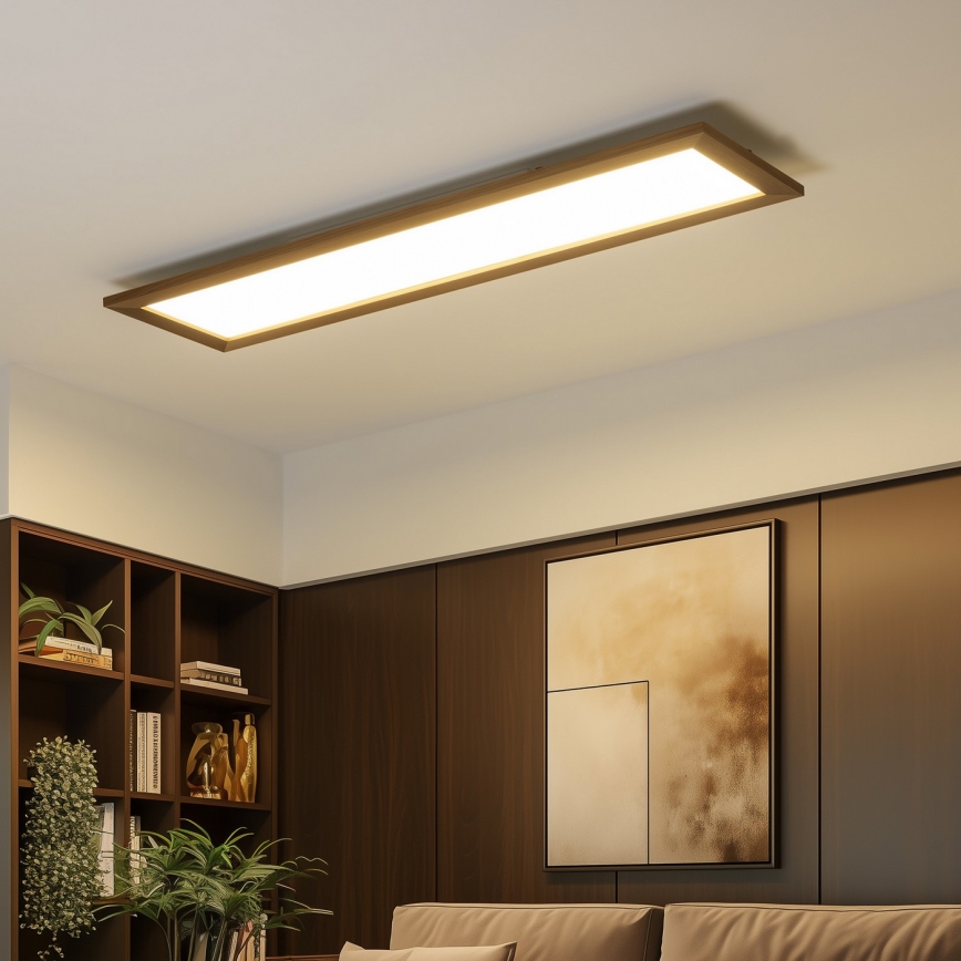 Eglo - LED RGBW Himmennyspaneeli SALOBRENA-C WOOD LED/31W/230V 2700-6500K 34x124 cm tummanruskea + kauko-ohjaus