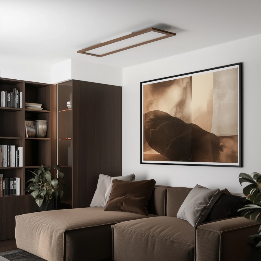 Eglo - LED RGBW Himmennyspaneeli SALOBRENA-C WOOD LED/31W/230V 2700-6500K 34x124 cm tummanruskea + kauko-ohjaus