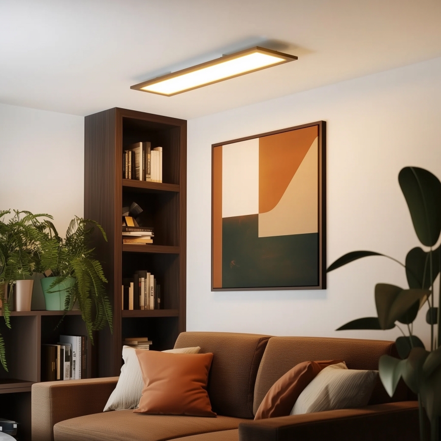 Eglo - LED RGBW Himmennyspaneeli SALOBRENA-C WOOD LED/31W/230V 2700-6500K 34x124 cm tummanruskea + kauko-ohjaus